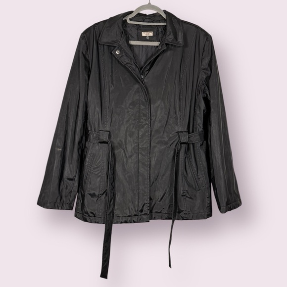 giacca Jackets & Blazers - Giacca Black Belted Raincoat Jacket Size XL